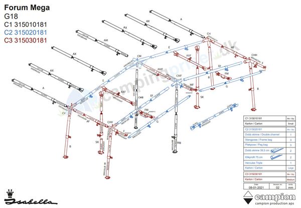 Isabella G18 MegaFrame stel til Forum - passer til a-målene 950, 962, 975 og 989