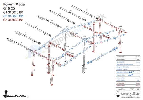 Isabella G19-20 MegaFrame stel til Forum - passer til a-målene 1000, 1015, 1025, 1050 og 1075