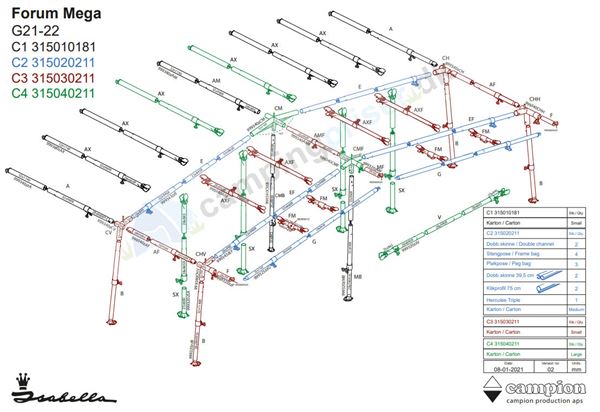Isabella G21-22 MegaFrame stel til Forum - passer til a-målene 1100, 1125, 1150 og 1175
