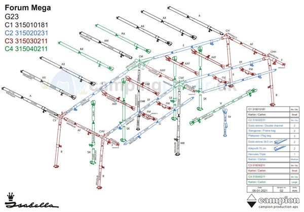 Isabella G23 MegaFrame stel til Forum - passer til a-målene 1200 og 1225