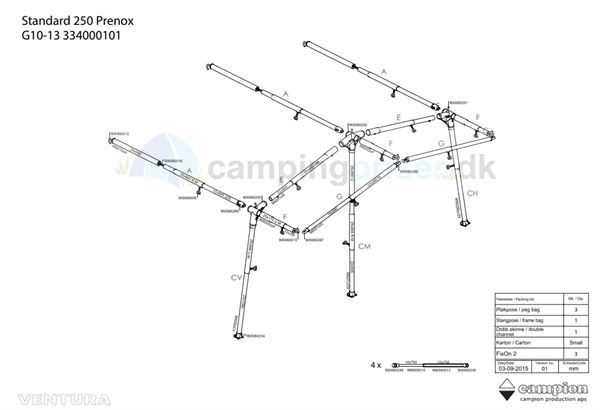 Isabella komplet stel G10-13 Isabella Ventura standard 250 cm dybde i Prenox (stål)