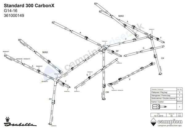 Isabella G14-16 CarbonX stel standard 300 - passer til a-målene 850, 875, 900, 925 og 940