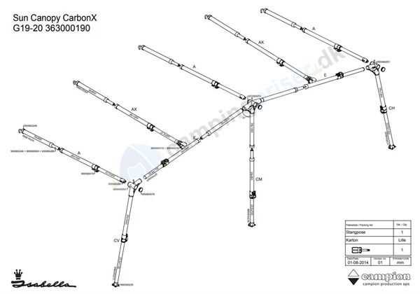Isabella G19-20 CarbonX stel Sun Shine Plus - passer til a-målene 1000, 1025, 1050 og 1075