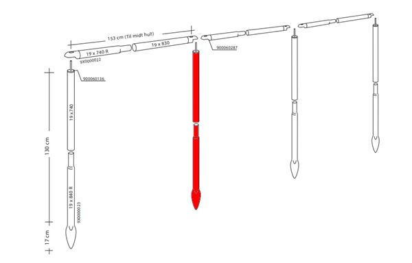 Isabella NB ben til Isabella læsejl - ben med spids i Zinox