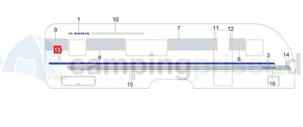 Klistermærke - Logo til højre side på Adria Alpina 743 Campingvogn