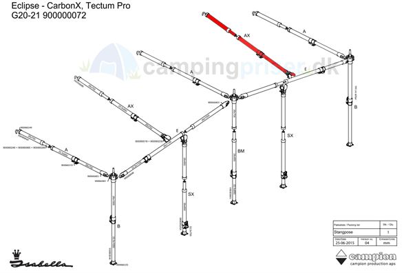 Isabella AX-stang tagstang G20-21 til Isabella Eclipse i CarbonX med krog og klembeslag