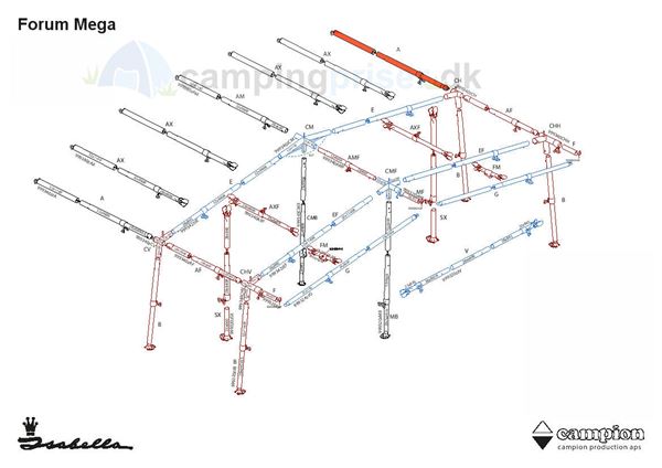 Isabella A-stang tagstang til Isabella Forum i MegaFrame med krog og bajonetkobling
