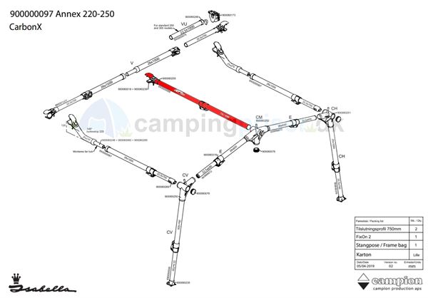 Isabella tagstang overligger midt til Isabella Annex 220-250 i CarbonX