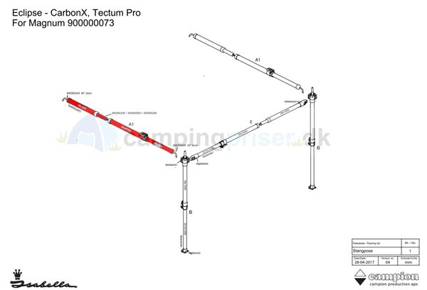 Isabella A1-stang tagstang til Isabella Eclipse i CarbonX med krog til Tectum kobling
