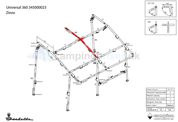 Isabella AM-stang tagstang til Isabella Universal 360 og 420 i Zinox med T-Rex beslag