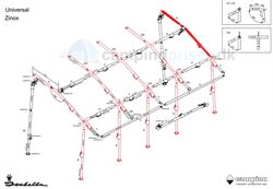 Isabella A-stang tagstang/overligger til Isabella Universal 360 og 420 i Zinox med T-Rex beslag
