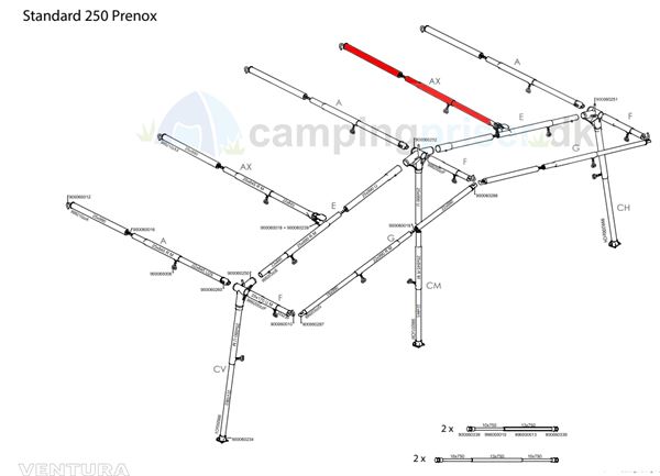 Isabella AX-stang tagstang G18 til Ventura standard 250 fortelt i Prenox (stål)