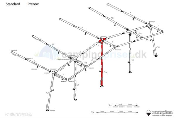 Isabella CM-midterkryds ben G19-23 til Ventura standard 250-300 i Prenox (stål)