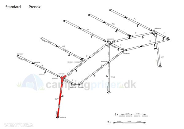 Isabella Ben i Venstre hjørne med fod og hjørnebeslag - Ventura fortelt i Prenox