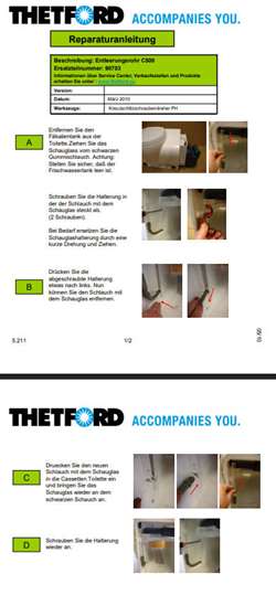 Aftømningsrør med skueglas Thetford toilet