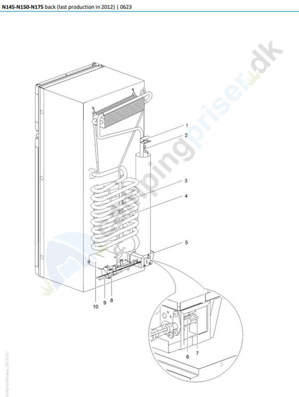 Varmelegeme DC 190 W  12 V Thetford køleskab N145, N150, N175 og N180
