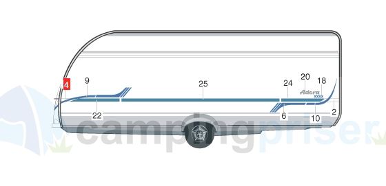 Streamer til Venstre forreste side på Adria Classica - Adora Campingvogn Klistermærke - Logo