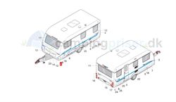 Streamer til Venstre forreste side på Adria Classica - Adora Campingvogn Klistermærke - Logo