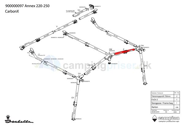 Isabella E-stang med IsaFix beslag til Isabella annex 220-250 i CarbonX