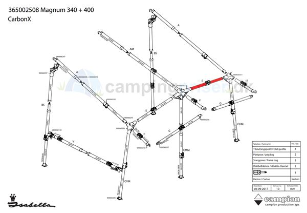 Isabella E-stang udhængsstang til Isabella Magnum 340 og 400 i CarbonX