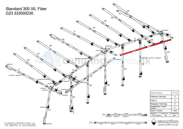 Isabella E-stang udhængsstang G23 til Ventura standard 300 cm. dybde i IXL fiber