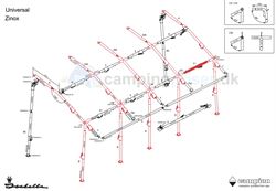 Isabella E1-stang udhængsstang til Isabella Universal 420 i Zinox med T-Rex beslag