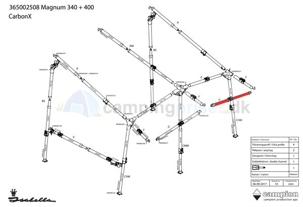 Isabella G-stang udhængsstang til Isabella Magnum i CarbonX 