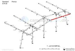Isabella G-stang udhængsstang G19-20 til Ventura standard 250 og 300 cm. dybde i Prenox (stål)