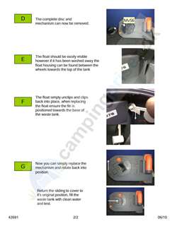 Vejledning til udskiftning af flyder bundtank Thetford toilet C250 -  C260 side 2