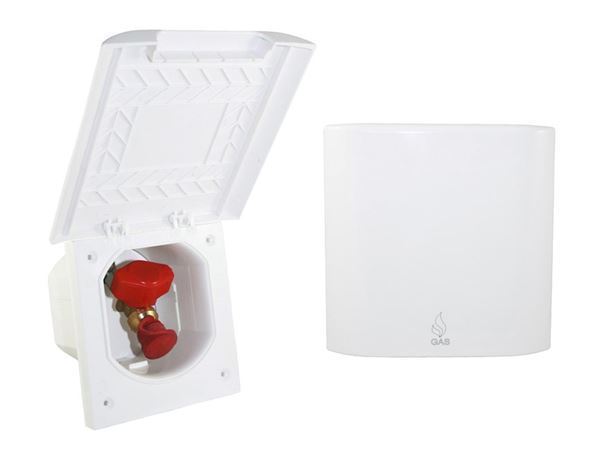 Udvendig gasstikdåse med symbol.