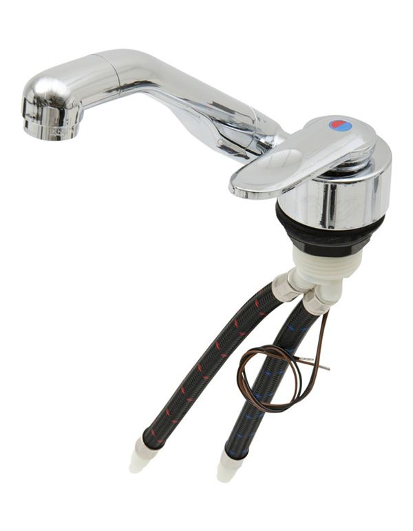 Blandingsbatteri koldt og varmt vand med vinkel slangekobling 12 V vandhane