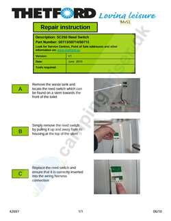 Engelsk vejledning til Kontakt - printkort til Thetford toilet C250