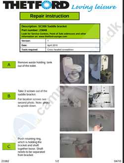 Vejledning til udskiftning af Låsemekanisme Thetford toilet C200C 