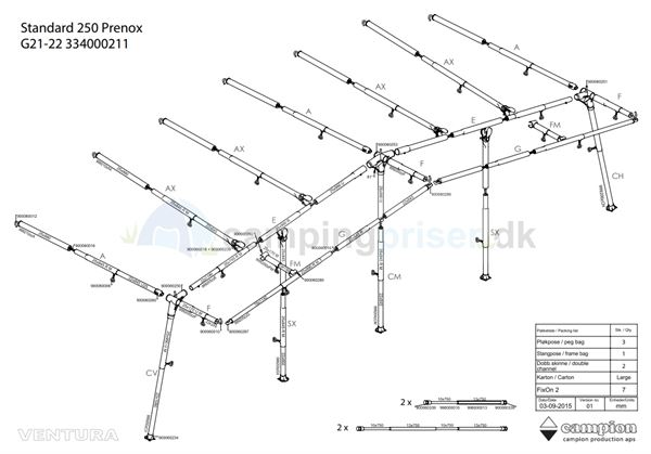 Isabella komplet stel G21-22 til Ventura D250 i Prenox
