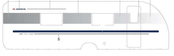Adria streamer  Mål Længde 482 cm - højde 3,0 cm 
