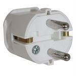 230 V Schuko hanstik med jord, hvid 