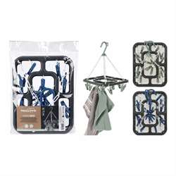 Tørrestativ med 18 klemmer i plast - Mål 24 x 31 x 1,5 cm 