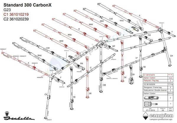 Isabella G23 CarbonX stel standard 300 - passer til a-målene 1200 og 1225