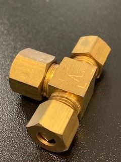 T-stykke 6 x 6 x 8 mm, messing