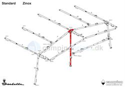 Isabella teltstang - ben i midt front af Isabella fortelt med en dybde på 250 - 300 cm i Zinox - passer på stel i G10-G18
